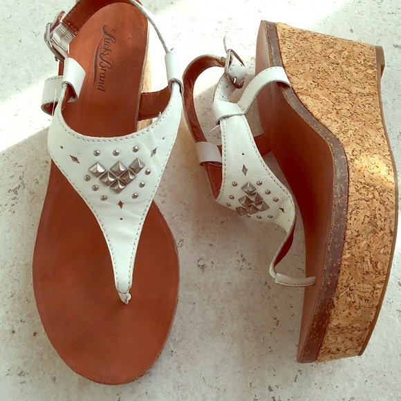 Lucky Brand Shoes - Lucky Brand  Wedge Studded Sandals Sz 39 9 white